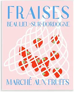 Modern Strawberry Market, 11 x 14 Inch Mounted Print on Wall Plaque