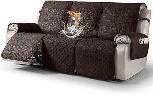 VANSOFY 100% Waterproof Recliner Couch Cover, Chocolate, 3 Seater