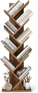 VASAGLE Tree Bookshelf, 9 Tiers, 15 x 7.9 x 45.4 Inches