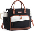 LOVEVOOK Lunch Box for Women,Adult Lunch Bag for Work,13L,Black-Beige-Brown