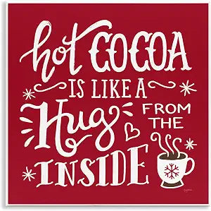 Hot Cocoa Hugs Winter Kitchen, 12 x 12 Inch Mounted Print on Wall Plaque