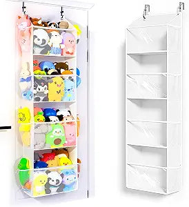 Toread Over the Door Stuffed Animal Storage, Holds Up To 75 lbs, Easy View Over The Door Storage, Versatile For Stuffed Animal, ideal for Storing Small To Medium Items On Any Door.(White)