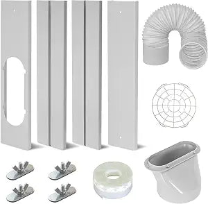 Portable Ac Window Vent Kit,Adjustable Air Conditioner Window Seal Kit with 5.9 Inch Diameter 59" Length Ac Exhaust Hose for Vertical/Horizontal Window
