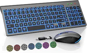 SABLUTE Wireless Keyboard and Mouse Combo, Compact Backlit Scissor Keys