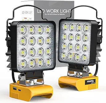 2Pcs Cordless LED Work Light Compatible with Dewalt 20V Battery, Tool Only