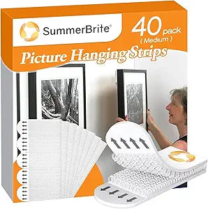 SummerBrite Damage Free Picture Hanging Strips, 20 Pairs, Medium, White
