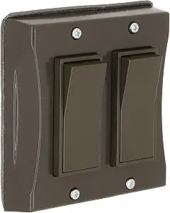 BELL 2-Gang Bronze Decorator Switch Weatherproof Light Switch Cover 5127-2, Outdoor Rocker Switch Cover, Scratch-Resistant Polycarbonate Weatherproof Cover