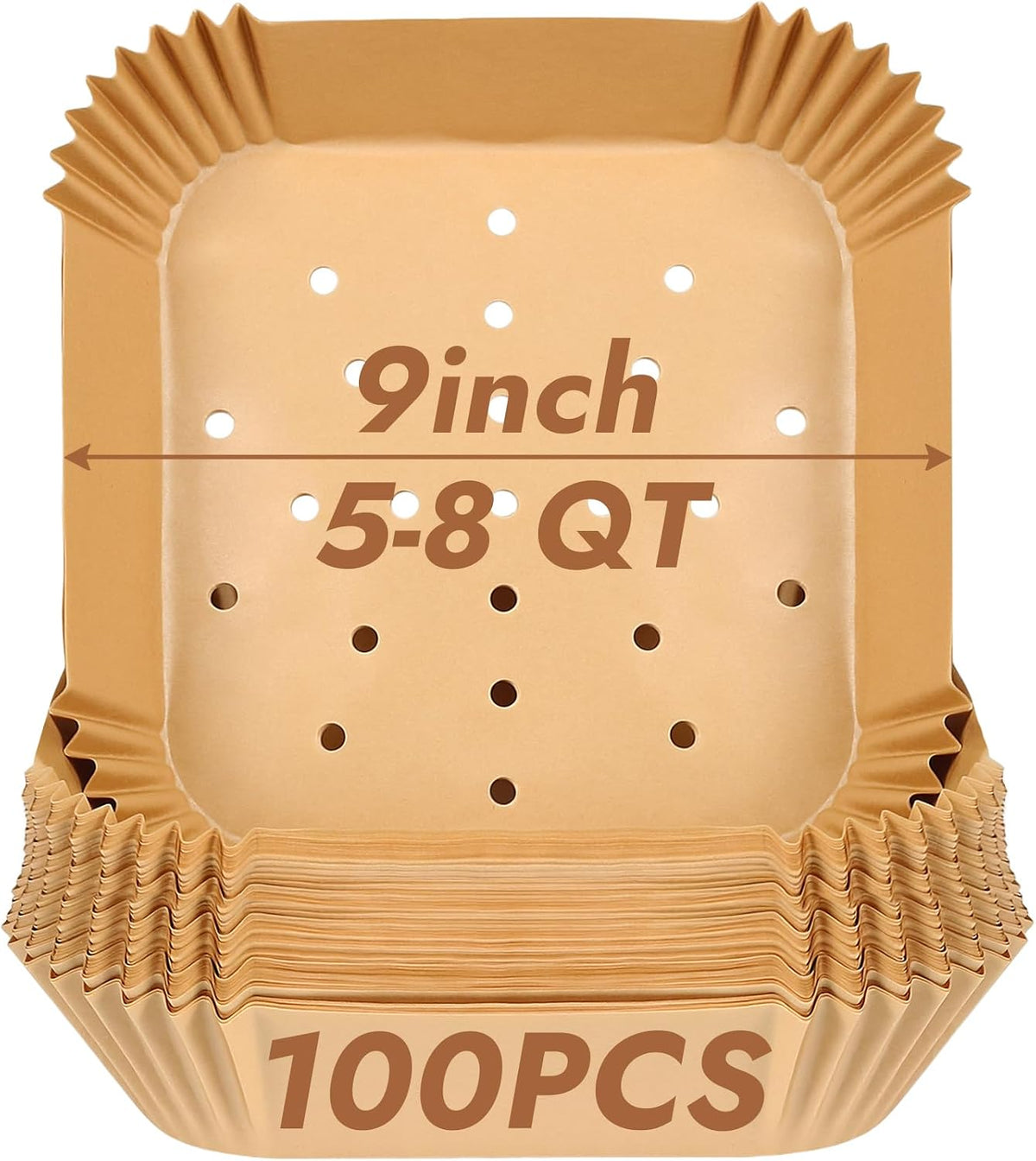 BYKITCHEN Perforated Disposable Air Fryer Liners for 5 to 8Qt Airfryer