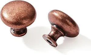 khtumeware 10 Pack 1-1/4" Vintage Antique Copper Zinc Alloy Cabinet Knobs - Single Hole Center Kitchen Cabinet Pull Hardware for Bedroom.
