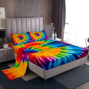 Feelyou Tie Dye Bed Sheets Set Full Size Boys Girls Deep Pocket