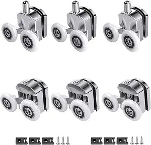 23mm Shower Door Roller 6Pcs Shower Door Rollers Replacement with Anti Collision Block and Screws for 4-6mm Glass Door