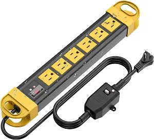 HHSOET GFCI Outdoor Power Strip Weatherproof IPX6 Waterproof, Yellow 6FT