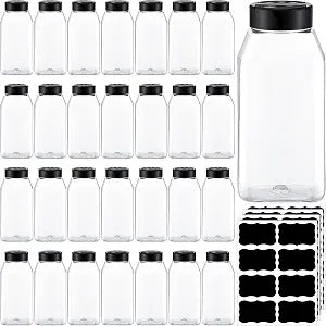 Mifoci 28 Pack 16 oz Black Plastic Spice Jars with Cap