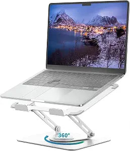 ALASHI 360 Rotating Laptop Stand, Multi-Angle, 10-17", White