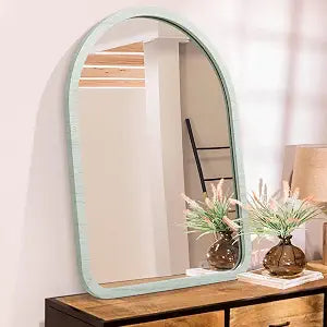 Large Arched Rustic Wood Mirror Decorative Wall Mirror with Frame Bedroom Living Room Bathroom Hanging Mirror 26"18"