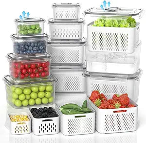 damynuo 10 Pack Fruit Storage Containers for Fridge with Removable Colander