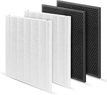 116130 Filter H Replacement Compatible with 5500-2 Air Purifier - Pack of 2 + 2 Activated Carbon Filters - Not Fit Air Doctor
