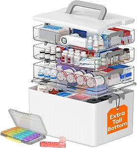 Lifewit 4-Tier Extra-Tall Medicine Cabinet Organizer with Handle& Pill Case