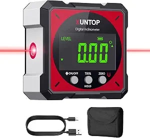 XUNTOP USB Charging Digital Angle Finder with Laser (Class 2, <1mW Output)