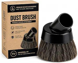 Premium 1-1/4" Dust Brush with Double Thick Soft Horsehair Bristles  Universal Vacuum Attachment for Hardwood, Furniture, Blinds & Delicate Surfaces  Fits 1.25" Hose & Wand Systems