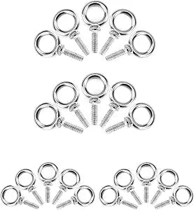 QWORK 3/8"-16 x 1 Machinery Eye Bolts  20 Pack 316 Stainless Steel Threaded Rings for Mounting, Securing & Rigging