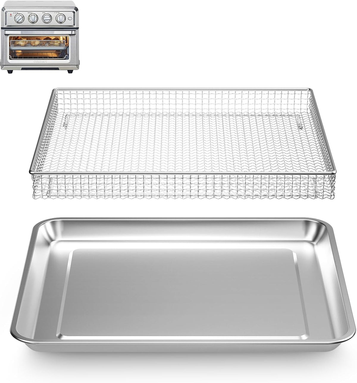 Air Fryer Tray Replacement for Cuisinart TOA-60 TOA-65 TOA-70 Toaster oven tray, 12.4"x11"Air Fryer Basket and air fryer tray pan, Dishwasher Safe