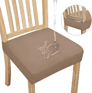 Easy-Going Waterproof Seat Covers for Dining Chairs Set of 6, Camel
