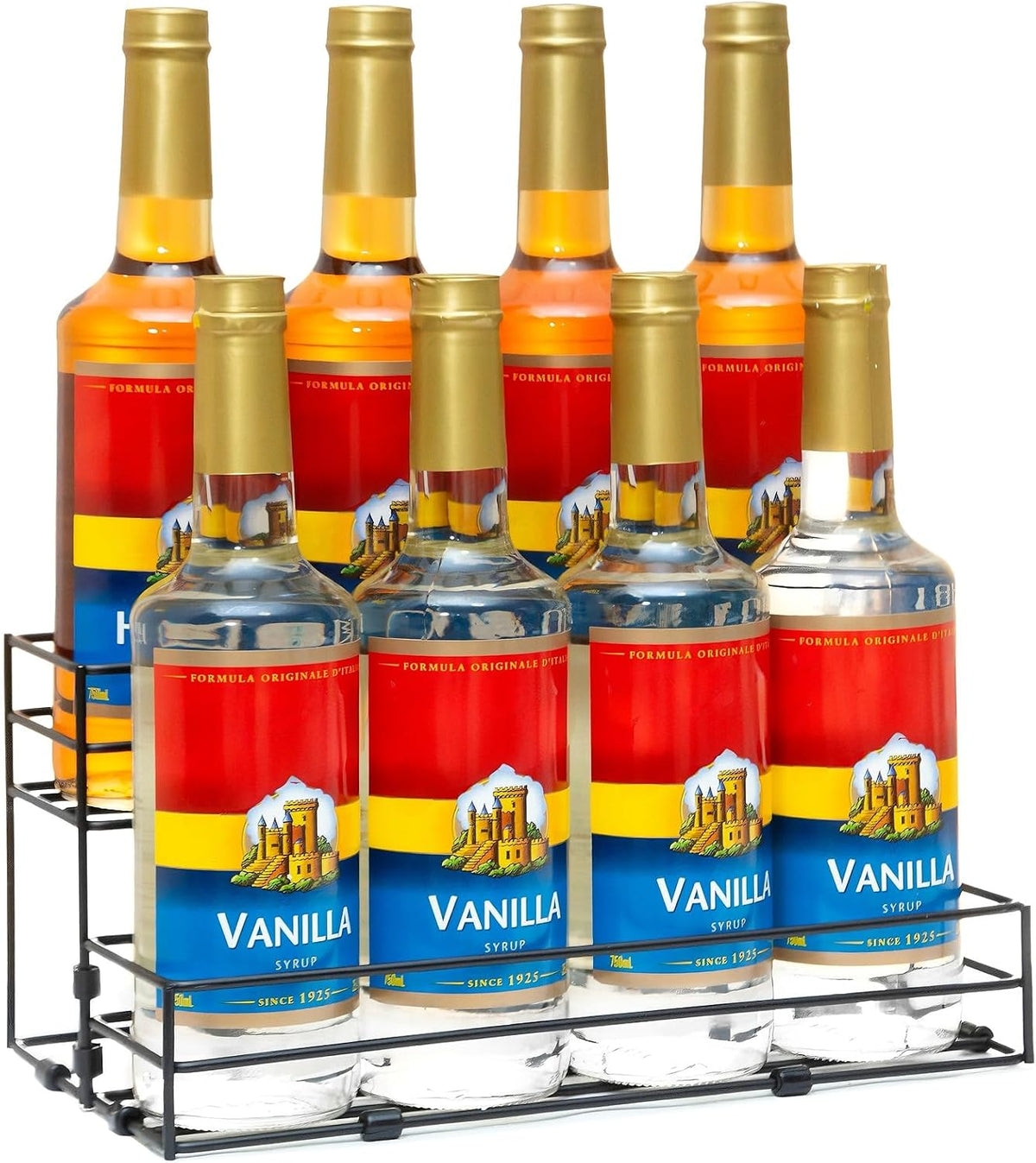 8 Bottles Coffee Syrup Organizer, 2 Tier Syrup Stand, Syrup Rack