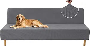 XINEAGE Stretch Futon Cover Armless, Full Size Futon Couch Cover,Light Gray