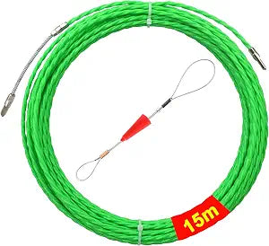 Akuoly Fish Tape 49FT Wire Fishing Tools Cable Pulling Wire 4.5mm Diameter, for Cable Pulling and Fishing in Pipes, 15m Fishing Tool for Pulling Wires, Green