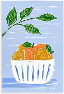 Bowl of Oranges Still Life, 10 x 15 Inch Mounted Print on Wall Plaque