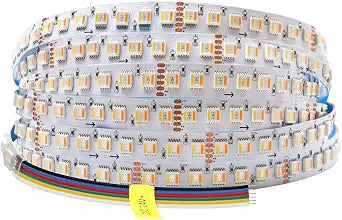 24VDC Highest Density 5-in-1 5050 RGBWW (RGB+Warm White+Daylight) 112LEDs/m Bright RGBCCT LED Strip 16.4FT Dimmable Tape Lights for Bedroom Decor (IP20 Non-Waterproof 12MM Width)