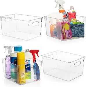 ClearSpace Clear Plastic Storage Bins  Pantry Organizers & Storage Containers, Cabinet Organizer - Home Organization Must Haves for Kitchen, Laundry Room, Office, Closet, Garage & Freezer