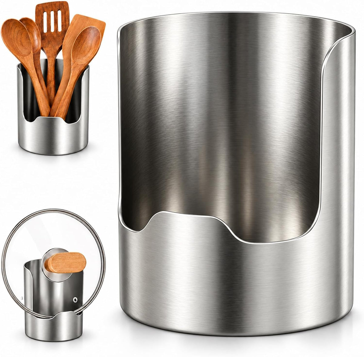 2-In-1 Stainless Steel Spoon & Lid Holder (Thickened-1Pc)