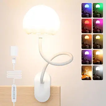 ShineTech Clip-On Reading Light for Bed, 10 RGB Colors Book Light for Dorm