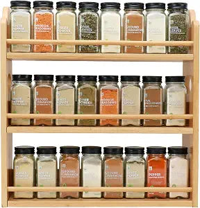 3-Tier Bamboo Spice Rack, Wall Mount & Countertop Spice Organizer
