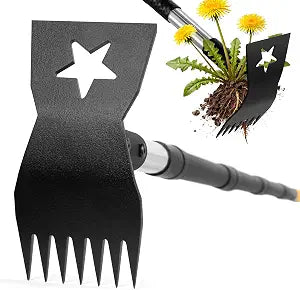 2-in-1 Weed Rake and Garden Hoe, 68" Weed Puller Tool with Long Handle, Manual Weeds Remover, Heavy Duty Stand Up Weeder Uprooting Weeding Pull Tool for Garden Yard Lawn Patio