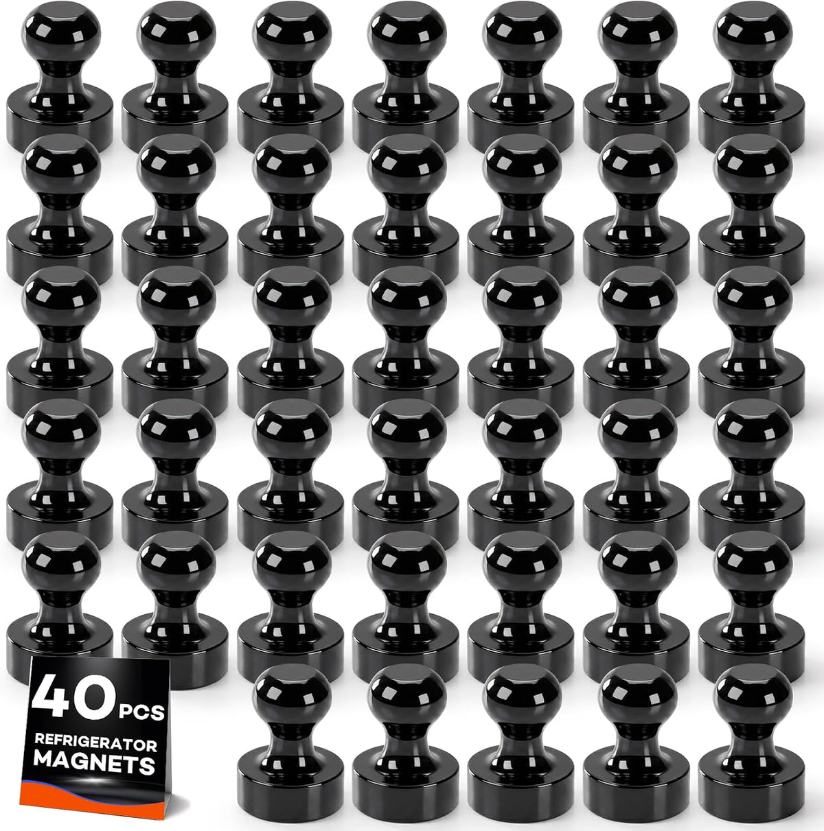 E BAVITE 40 Pack Fridge Magnets, Small Strong Magnet, Black