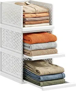 New Upgrade Stackable Closet Storage Bins, 3 Pack Closet Organizers Basket.