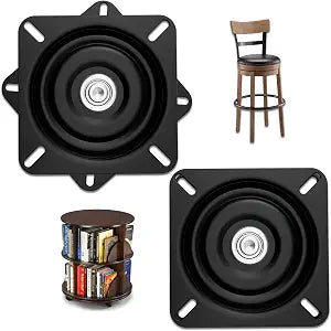 2pieces 6inch Heavy-Duty bar Stool Rotating Plate Replacement, 360  Square Rotating Mechanism for Lounge Chairs or Furniture, with Solid Ball Bearing Rotating Boat Base