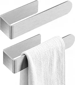 Adhesive Hand Towel Holder for Bathroom, 9" No Drill Towel Bar 2 Pack
