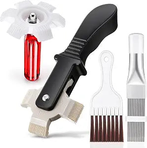 4 Piece HVAC Fin Comb Kit with Coil Cleaning Tools