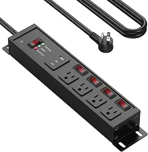 CCCEI Heavy Duty Surge Protector, 12 Gauge, USB Ports. Black, 4FT, 1