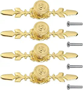 Flylin 4Pcs Vintage Antique Cabinet Pull Handles Zinc Alloy Door Knob, Gold