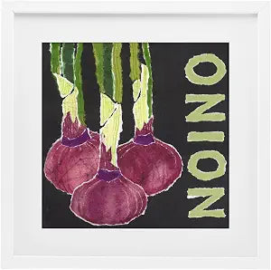 Collaged Garden Onion Kitchen, 13 x 13 Inch Framed Print Under Glass