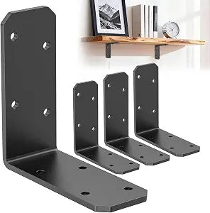 3x3 Inch Angle Bracket, 90 Degree Corner Bracket, Black, 4 Pack