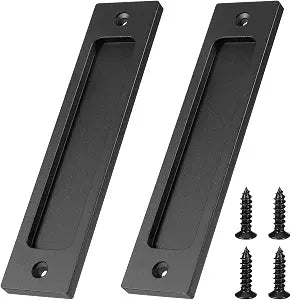 Sliding Barn Door Closet Handles Pulls, 2 Pack Rectangular Recessed Sliding Door Pulls, Matte Black Pocket Doors Handles with Screws for Drawers, Cabinet, Sliding Barn Doors, 6Inch
