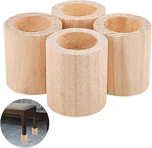 OLYCRAFT 4Pcs Cylinder Wood Bed Risers 1.5 Inch ID Wood Furniture Risers 2.2x2.7 Inch Wooden Heighten Solid Feet Wooden Cylinder Extender Risers for DIY Painting Sofa Couch Chair Table