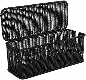 Cable Management Box, Handmade Rattan Cord Organizer for Power Strip
