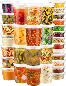 Lamosi Deli Containers with Lids 48 Sets, 32/16/8 oz X 16 Set Each